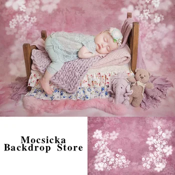 

Pink Abstract Texture Photography Backdrop White Floral Newborn Kids Portrait Background for Photo Studio Spring Children