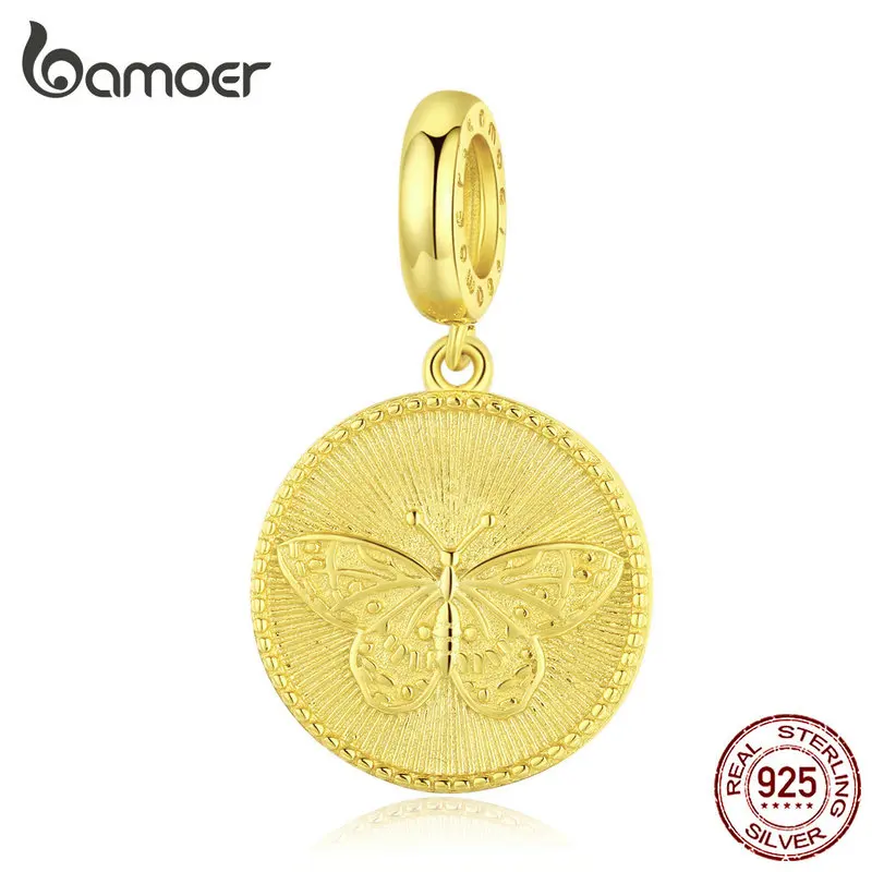 

bamoer Butterfly and Bee Pendant Charm for Women Original Silver Bracelet or Necklace Silver 925 DIY Jewelry Making BSC104