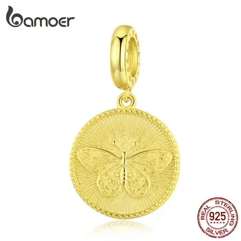 

bamoer Butterfly and Bee Pendant Charm for Women Original Silver Bracelet or Necklace Silver 925 DIY Jewelry Making BSC104