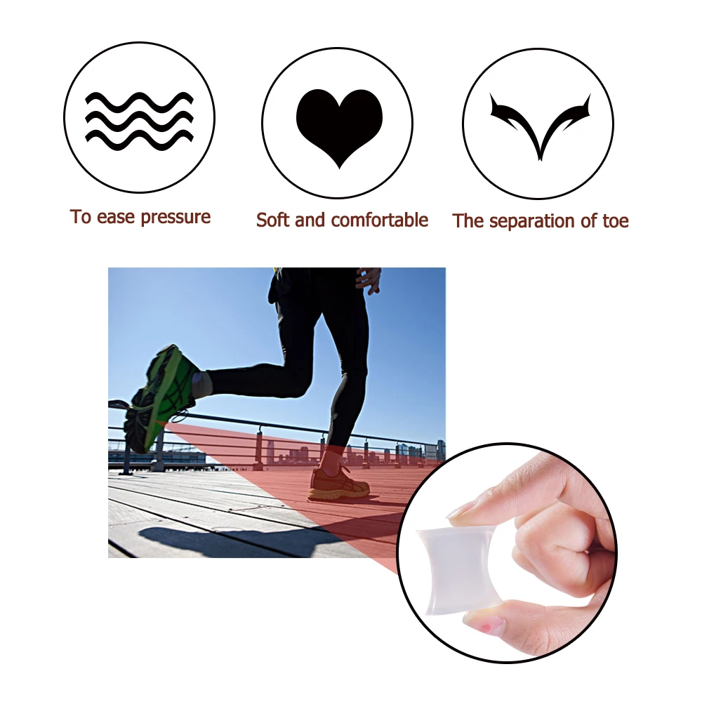 4pcs Silicone Gel Toe Separator Straightener Corrector Hallux Valgus Pain Friction Pressure Feet Care Tool D1294/D1297