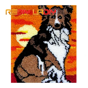 

Latch Hook Rug Kit Make Your Own Rug Dog Sunset Crocheting Cushion Mat DIY Carpet Rug Acrylic Yarn Printed Canvas Hobby & Crafts