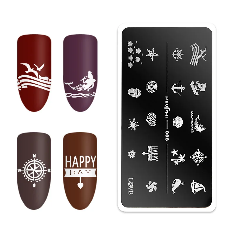 Nail Print Template DIY Print Nail Polish Plate Template Rectangular Painted Stamp Tool - Цвет: 8
