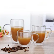 1 шт. двойные кофейные кружки прозрачные кружки для питья с термоизоляцией, двойной стакан для стены творческая чашка для чая подарок питьевое молоко