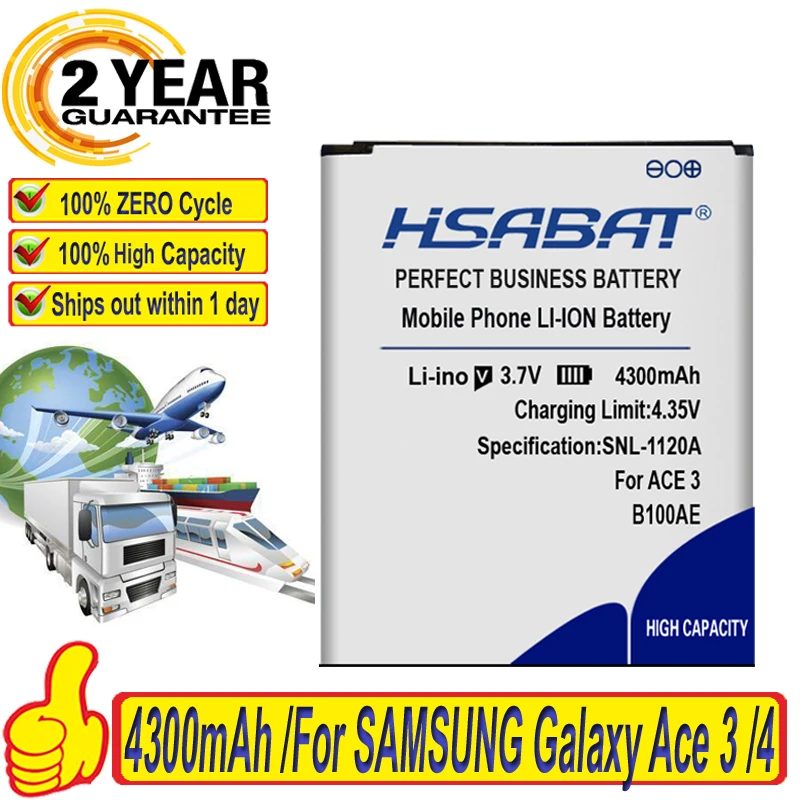 Аккумулятор 4300 мАч для SAMSUNG Galaxy Ace 3 4 S7898 S7278 S7272 S7568i i679 S7270 S7262 i699i G313H G318h