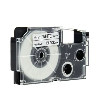 

2 Pack Black on White 9mm x 8m Label Tape XR-9WE XR-9WE1 For Casio EZ-Serial