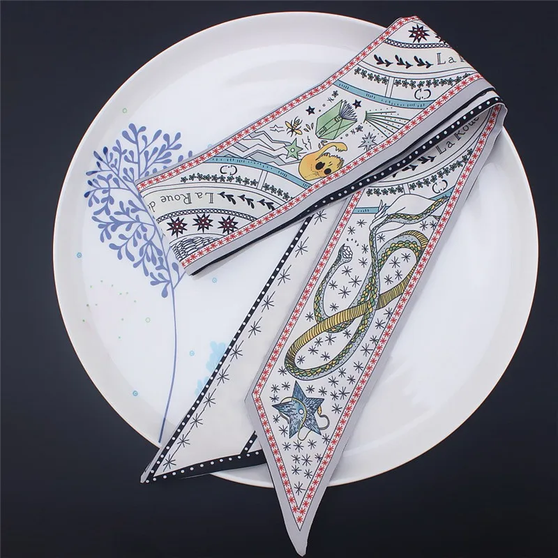 POBING Таро серии Тощий шарф Созвездие печати женский шелковый шарф маленькая ручка сумка ленты женский головной платок шарфы и палантины
