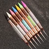 ANGNYA Rose Gold Dual Head Acrylic Metal Dotting Wax Pen Rhinestones Gem Picker Crystal Picking Nail Art Studs DIY Point Tools 2