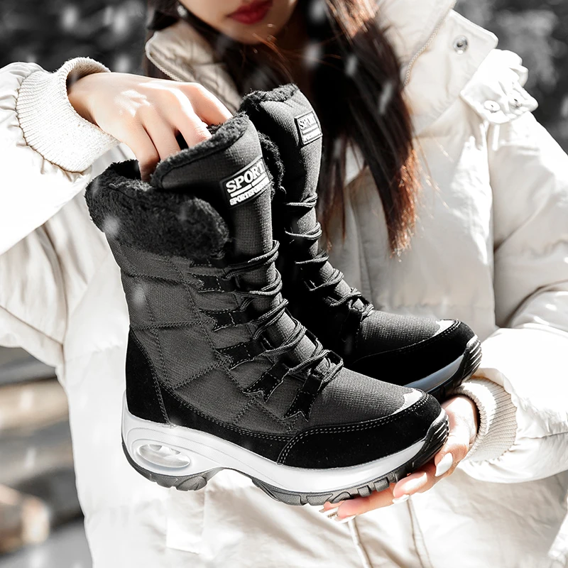 Модные женские Треккинговые ботинки; Водонепроницаемая зимняя обувь; женские ботинки; нескользящие Теплые Зимние ботильоны с густым мехом; Botas Mujer