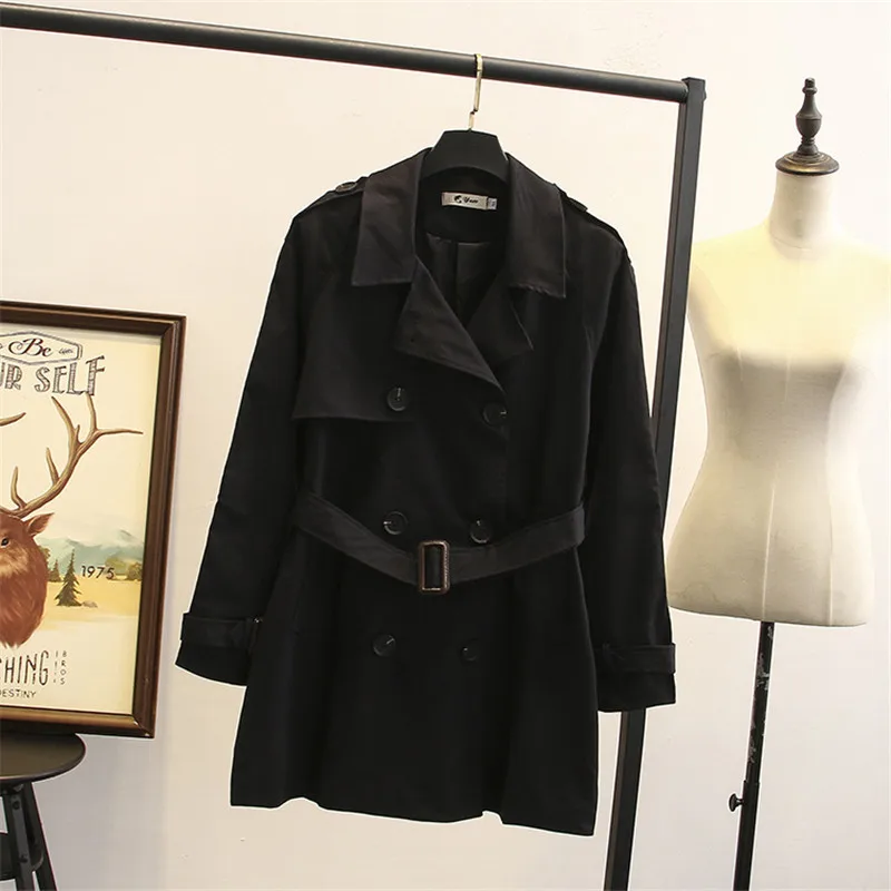 2019 New Spring Autumn Women's Long Trench Coats Turn-down Collar Double-Breasted Korean Windbreaker Female Large Size 4XL R1075