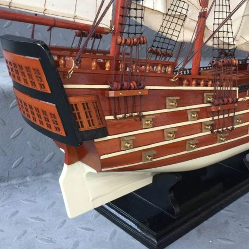 Большой 85 см деревянный корабль победителя ремесла парусник Средиземноморский Парусник модель морской чисто ручной украшения домашний декор