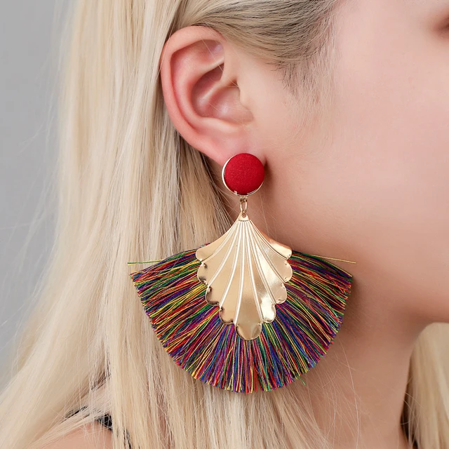 Aggregate more than 166 red and black tassel earrings super hot seven
