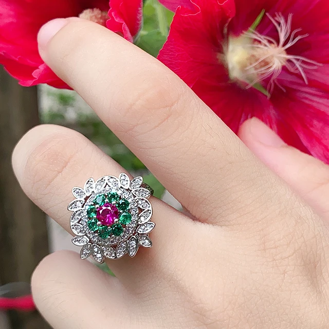 Dropship Fashion Ring Jewelry Red Stone Flower Design Rings For Women  Bridal Wedding Accessories to Sell Online at a Lower Price