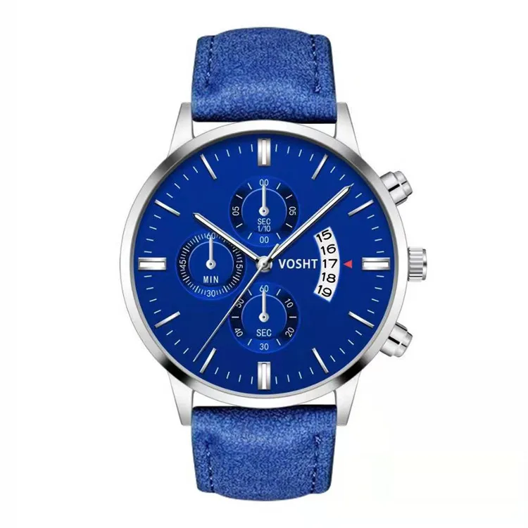 Мужские часы, Relogio Masculino, простой спортивный чехол из нержавеющей стали, кожаный ремешок, часы, кварцевые, деловые наручные часы, Reloj Hombre - Цвет: K