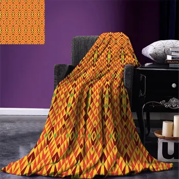 

African Throw Blanket Oriental Geometric Symmetrical Composition Motifs of Antique Africa Inspirations Blanket for Bed Couch