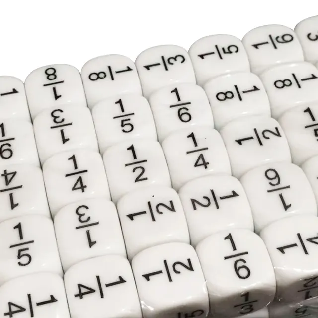 10 Pcs/set Fraction Dice White 16*16mm Fractional Number Dices Montessori Educational Kids Math Toys for Children Games Toys 6