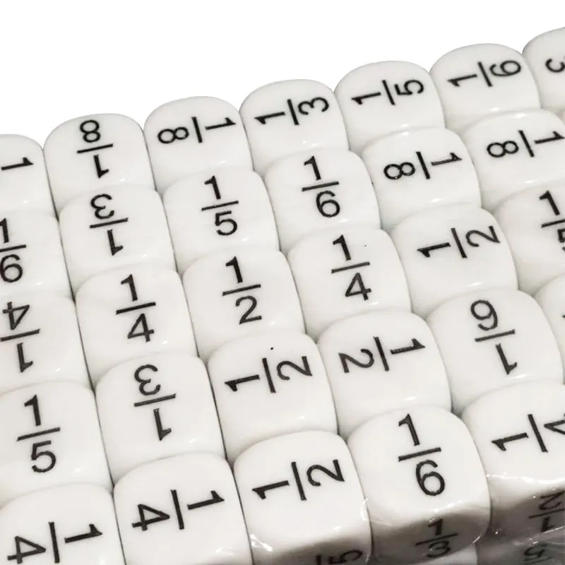 16*16mm Fraction Dice White Fractional Number Montessori Educational Kids Math Toys for Kids Games 10 Pcs/Lot 6