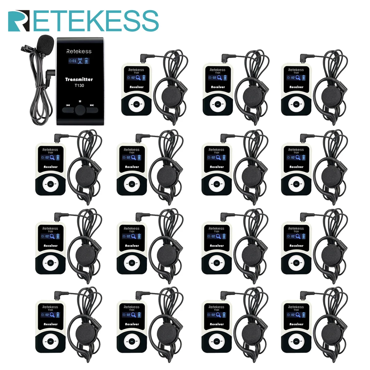 US $364.98 RETEKESS 99 Channels T130 Wireless Audio Tour Guide System For Church Translation Factory Visit Training Business Meeting Museum