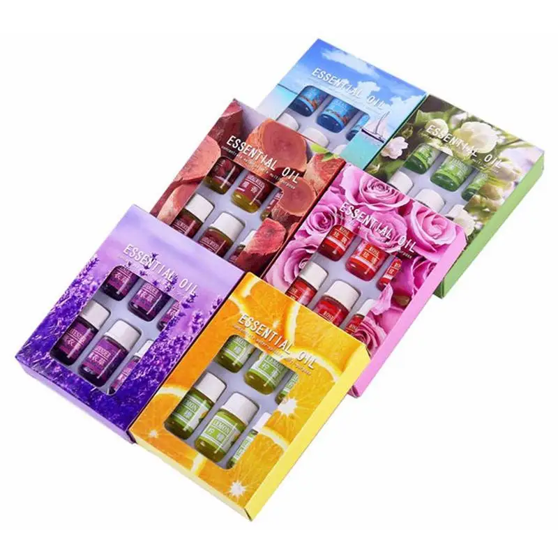 6pcs/set Pure Herbal Essential Oils Aromatherapy Diffusers Massage Relax Fragrances Oil Rose Lavender Lemon Essential Aroma Oils