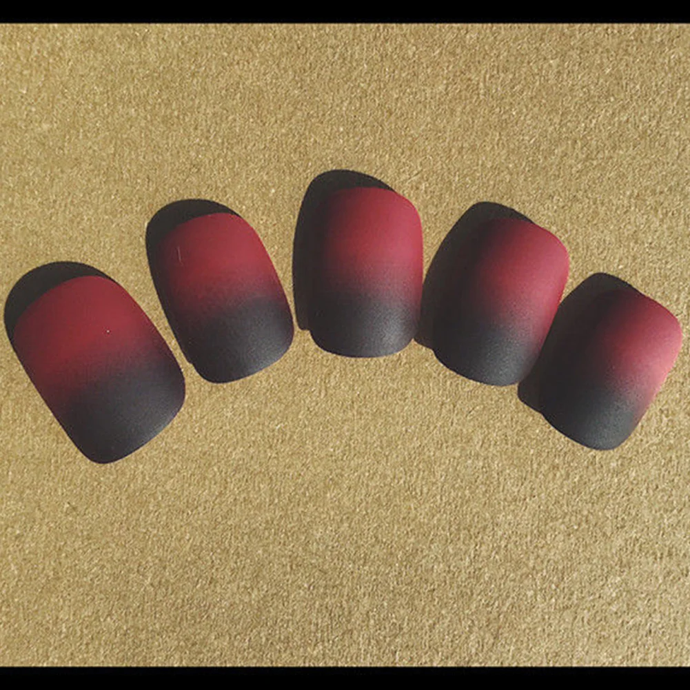 24PCS Fashion Decorative Gradient False Ultra Thin Full Cover Matte Manicure Acrylic Nail Tip