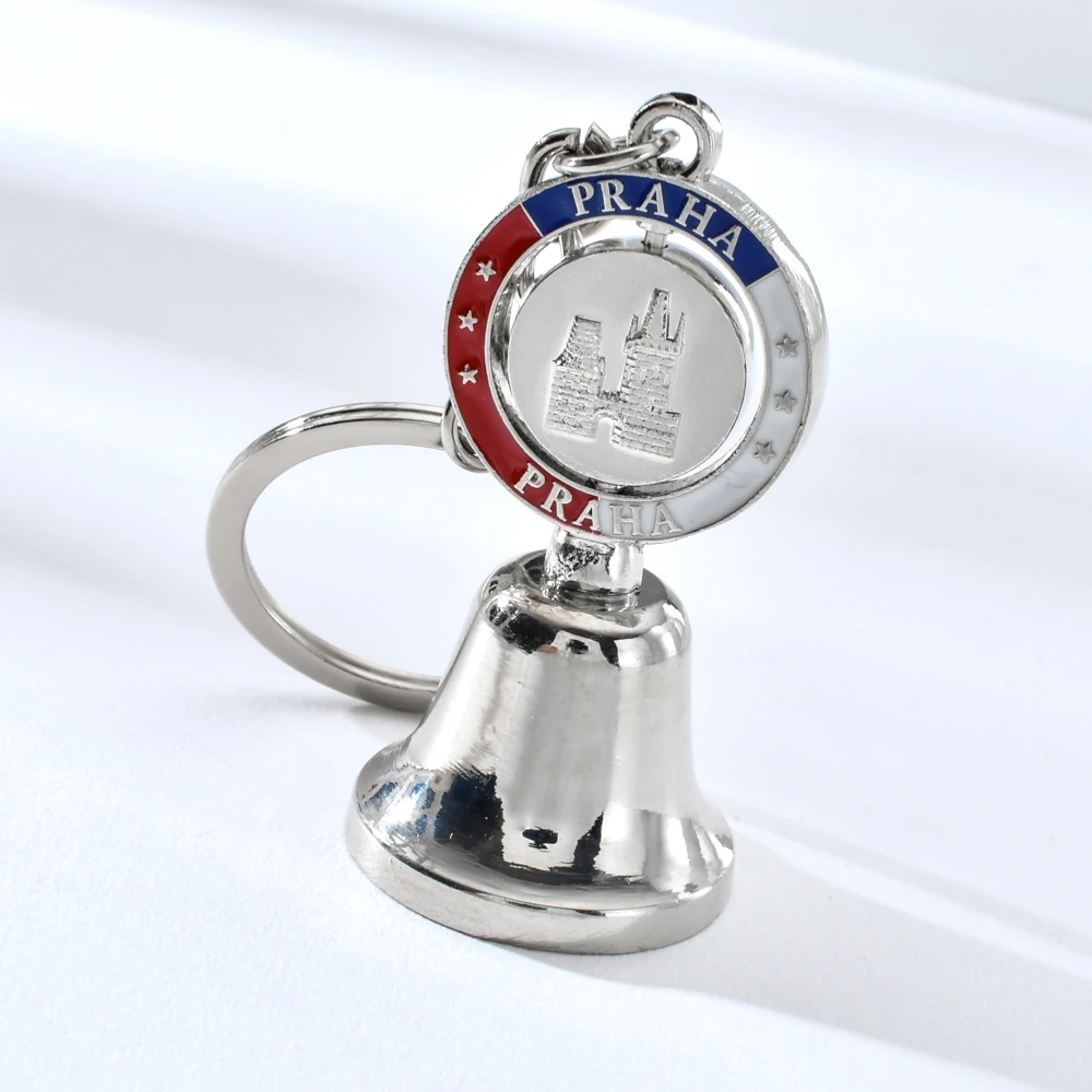 Creative Bell Pendants Keychain Travel Crafts Praha Souvenir Keryrings For Women Bag Cool Keychains For Men