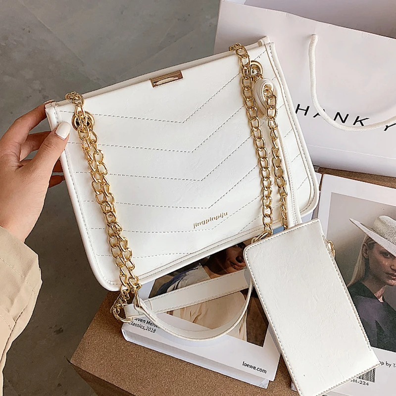 

2 Pcs/Set Small PU Leather Hand Bags for Women 2020 Trend Solid Color Shoulder Handbags Female Desinger Tote Trending Hand Bag