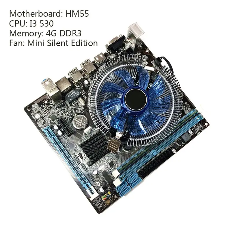 

1Set HM55 Computer Motherboard I3 I5 Lga 1156 4G Memory Fan Desktop Mainboard