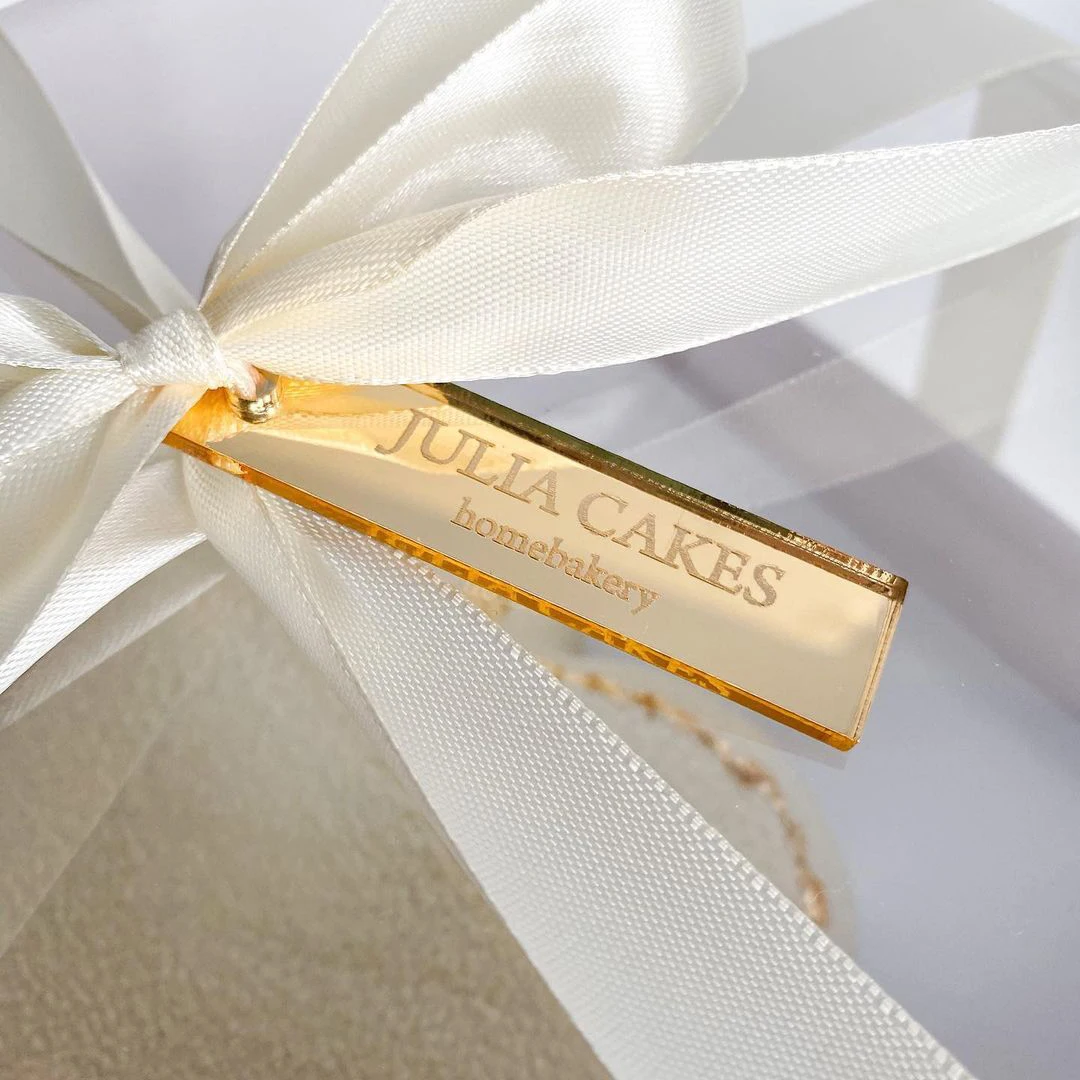 20 Targhette In Acrilico A Specchio Dorato - Personalizzabili, A Cuore, Per Matrimoni, Battesimi, Regali - Foto 2