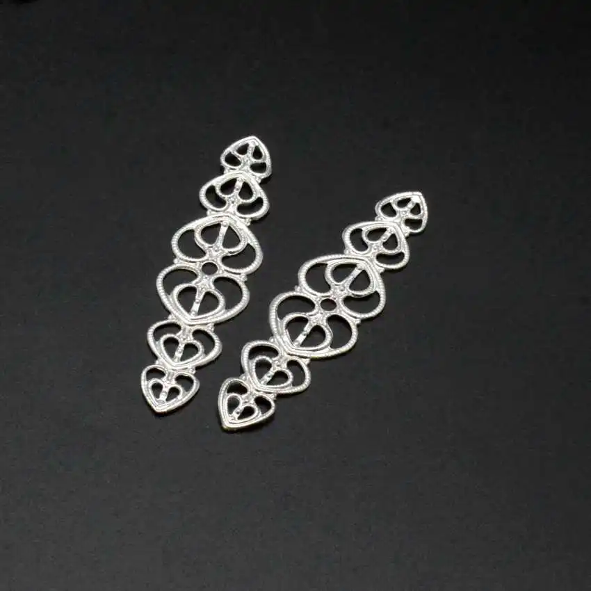 Antique Bronze Filigree Love Heart Wraps Connectors Embellishments Decoration DIY Findings 20Pcs 5.3x1.4cm F0382,jewelry making supplies,craft supplies