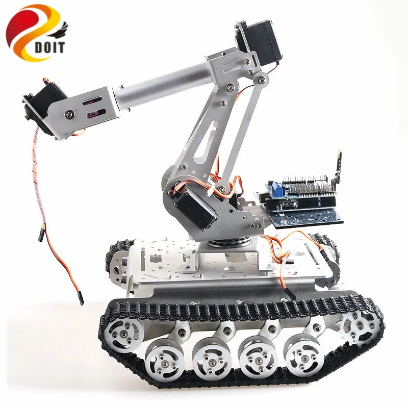 

SZDOIT WIFI/Bluetooth/PS2 Handle Control 6DOF Metal RC Robot Platform Kit 6 Axis Robotic Arm+ TS100 Tank Chassis DIY for Android