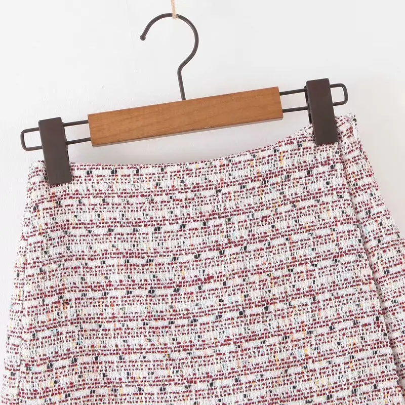 KZ912 Новая Осенняя Европейская мода полосатая твидовая юбка шорты Женская шикарная мягкая саржа Pantalones Cortos