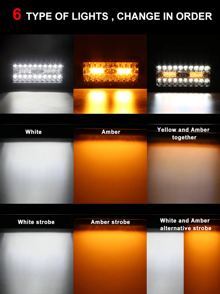 2 шт., 4 дюйма, светодиодный светильник, желтый, белый, трехрядный светодиодный светильник для внедорожника, для пикапа, квадроцикла, UTV, внедорожника