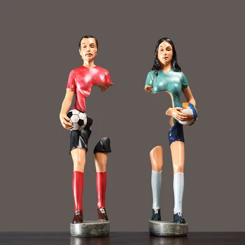 

European Abstract City Men And Women Statue Resin Crafts Bag Football Figure Arts Sculpture Home Desktop Decoration R2930