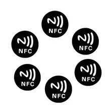 Étiquettes autocollantes noires NFC Ntag213 NTAG 213, Badges métalliques 28TE, micro nfc, 6 pièces