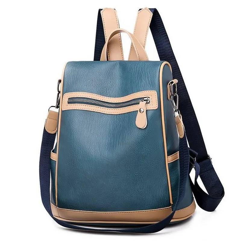 

Pu Leather Backpack Women Bags Small Blue Anti Theft Back Pack Female Bagpack Youth High Quality Fashion Black Backbag 2020 New