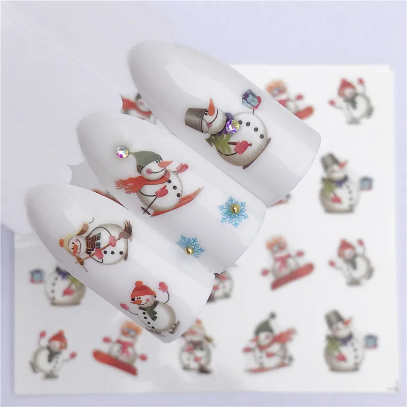 1 шт Рождественский дизайн Санта Клаус Олень ползунки для дизайна ногтей переводная наклейка для маникюра Фольга украшения Рождественский подарок - Цвет: YZW-2153