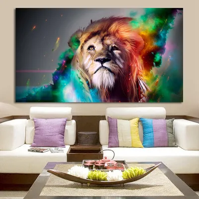 Personality Creative Painted Lion Animal Canvas Painting Home Living Room Study Decoration | Дом и сад