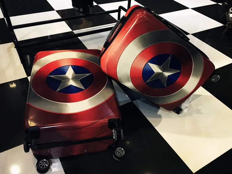 Чемодан на колесиках с рисунком Капитана Америки, чемодан на колесиках Marvel, багаж для путешествий для фанатов-героев, роскошный чемодан из поликарбоната