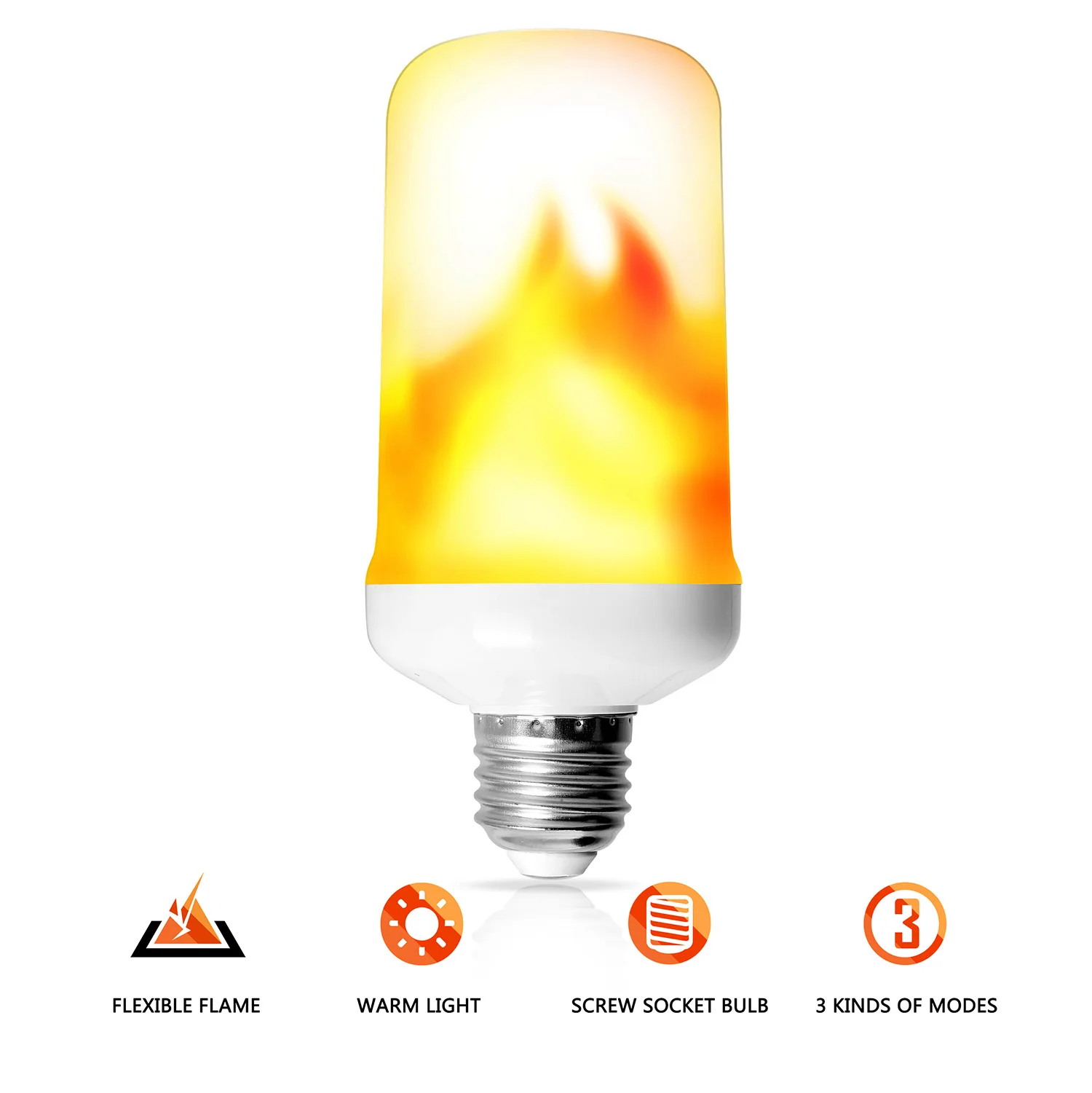 7W 9W 12W LED Dynamic Flame Effect Fire Light Bulb E27 B22 E14 LED Corn ...