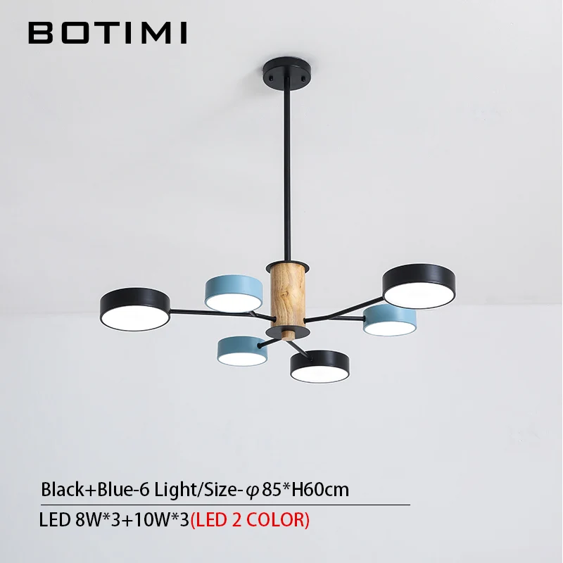 BK-BU 6 Lights BOTIMI Арт Деко синий черный Печатный Железный светодиодный Люстра для гостиной современный металлический светильник для спальни - Цвет абажура: BK-BU 6 Lights