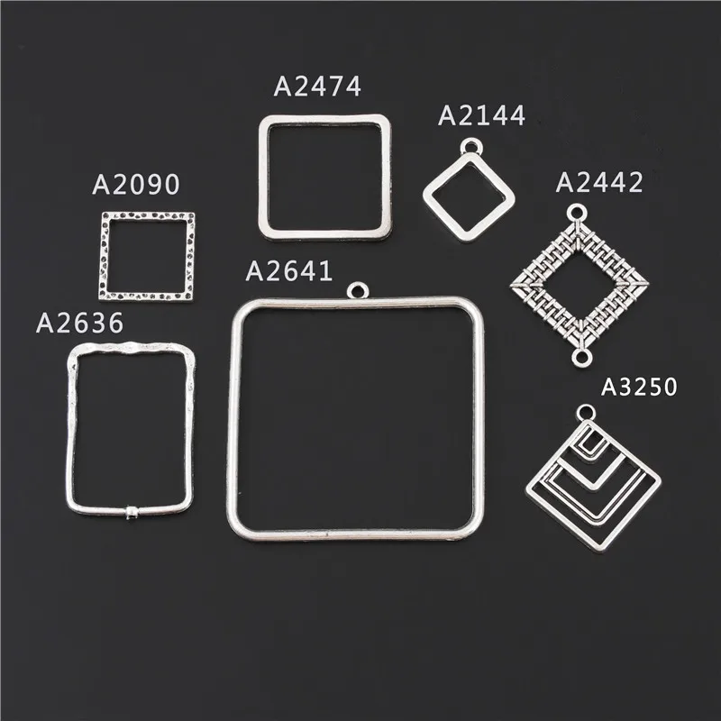 

10Pcs Antique Sliver Vintage Square Charms Finding Minimalist Geometric Pendant Diy Earrings Ornaments Jewelry Supplies