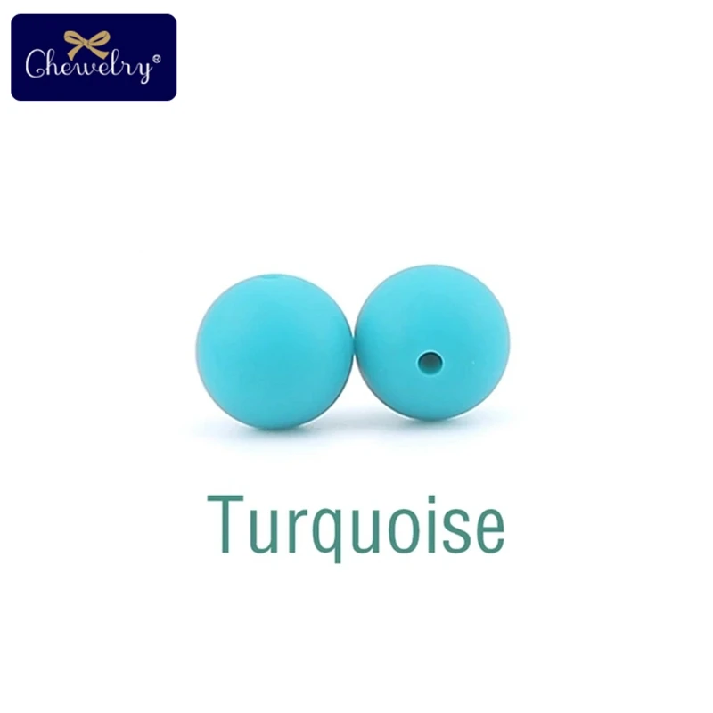 Turquoise 100 шт 15 мм Детские Силиконовые Бусины пищевого качества Прорезыватель DIY аксессуары для кормления ювелирные изделия ожерелье браслет цепочка для соски для детей Prod - Цвет: Turquoise