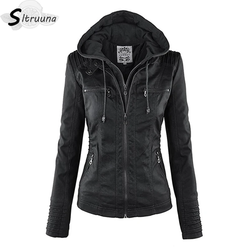 Женская куртка из искусственной кожи Sitruuna зимняя с отложным воротником