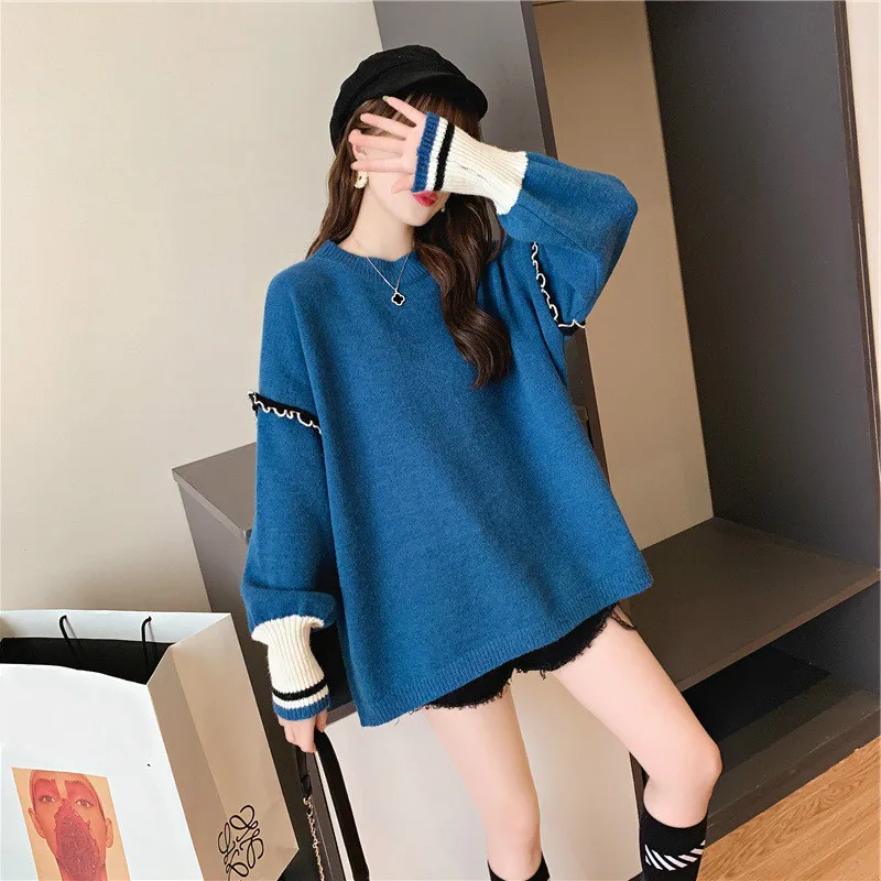 Loose Pullover women's wear new round neck small fresh knitwear in autumn and winter 2019