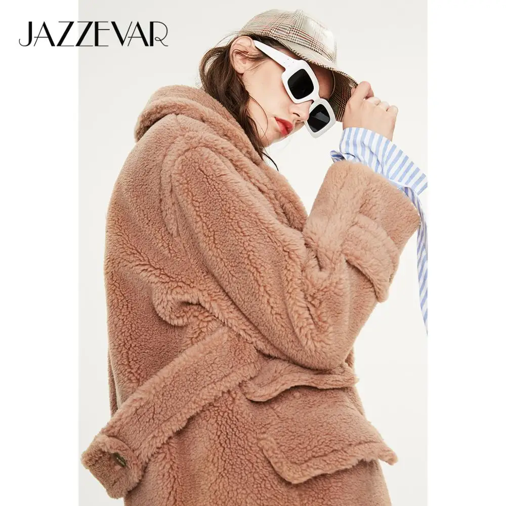 JAZZEVAR 2019 Зимнее новое поступление пальто с мехом женская верхняя одежда свободная