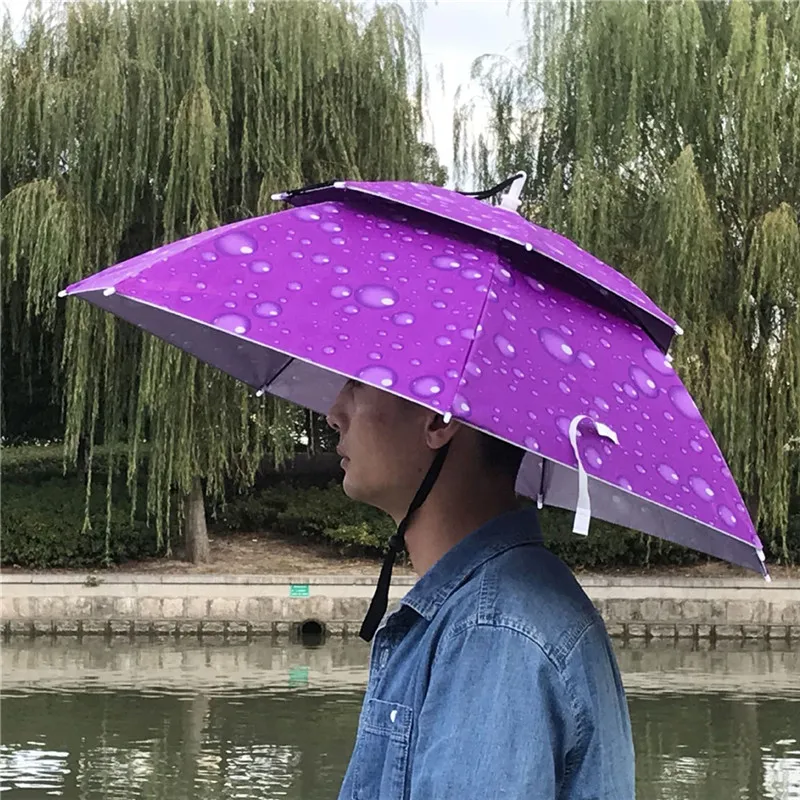 Outdoor head-mounted foldable fishing cycling hiking camping beach shade portable umbrella hat | Дом и сад