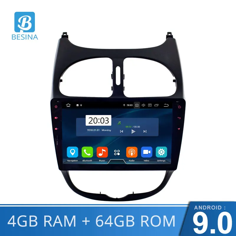 Sale Besina Android 9.0 Car DVD Player For Peugeot 206 2002 2003 2004 2005 2006 2007 2008 Multimedia GPS Navigation Stereo WIFI Octa Cores 4GB RAM 64GB ROM 1 Din Car Radio 0 Sale Besina Android 9.0 Car DVD Player For Peugeot 206 2002 2003 2004 2005 2006 2007 2008 Multimedia GPS Navigation Stereo WIFI Octa Cores 4GB RAM 64GB ROM 1 Din Car Radio 0