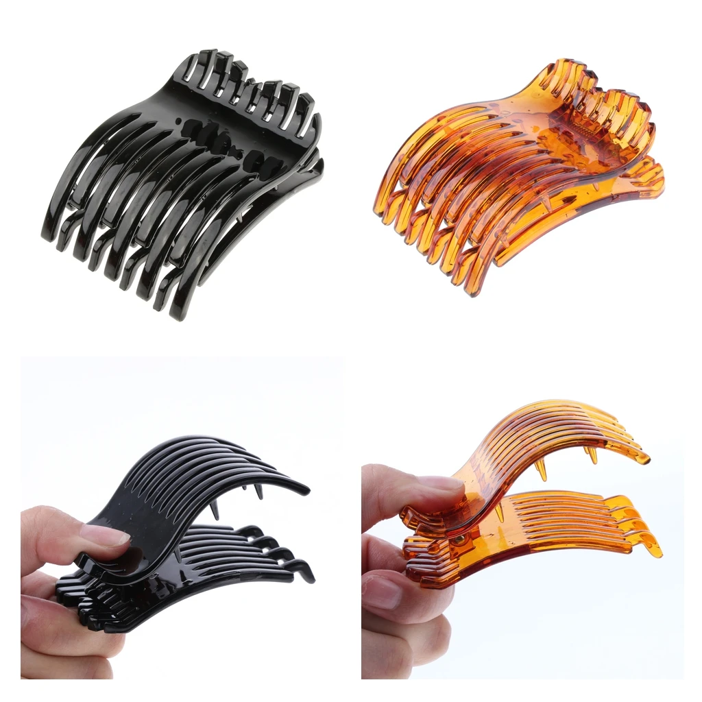 

2PCS Ladies Large Non-slip Spring Hair Claw Clamp Clips 9 Teeth Clasp Grip