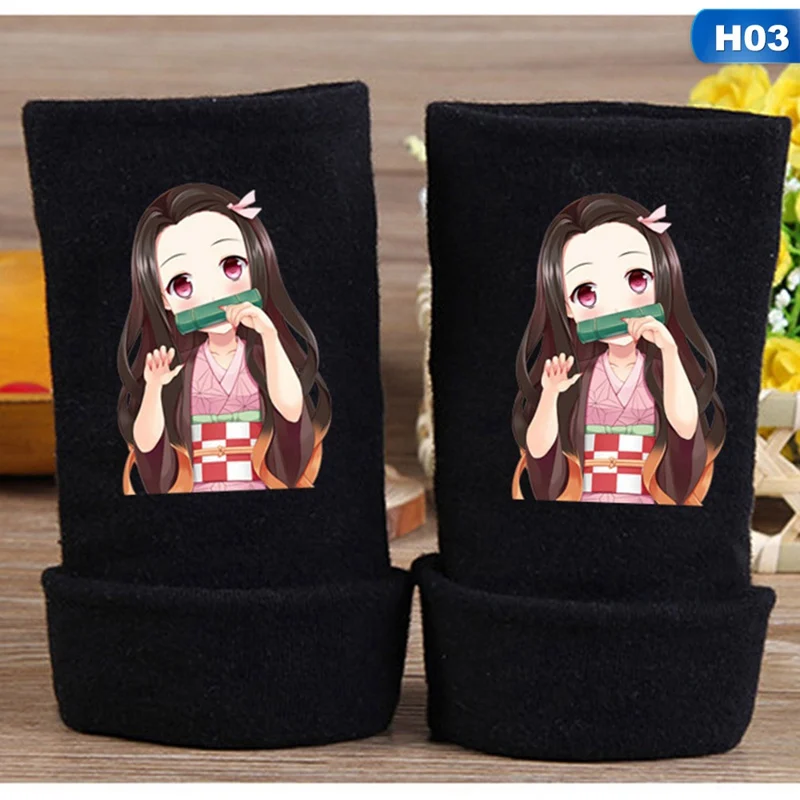 GLV0786H03 Демон убийца Kimetsu без Yaiba Hashibira Inosuke вязаные перчатки без пальцев Варежки - Цвет: GLV0786H03