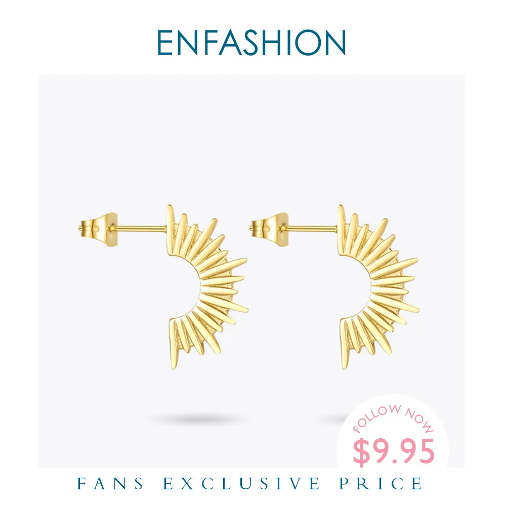 

ENFASHION Cute Sunshine Stud Earrings For Women Stainless Steel Gold Color Small Sun Earings Fashion Jewelry 2020 Kolczyki E1173