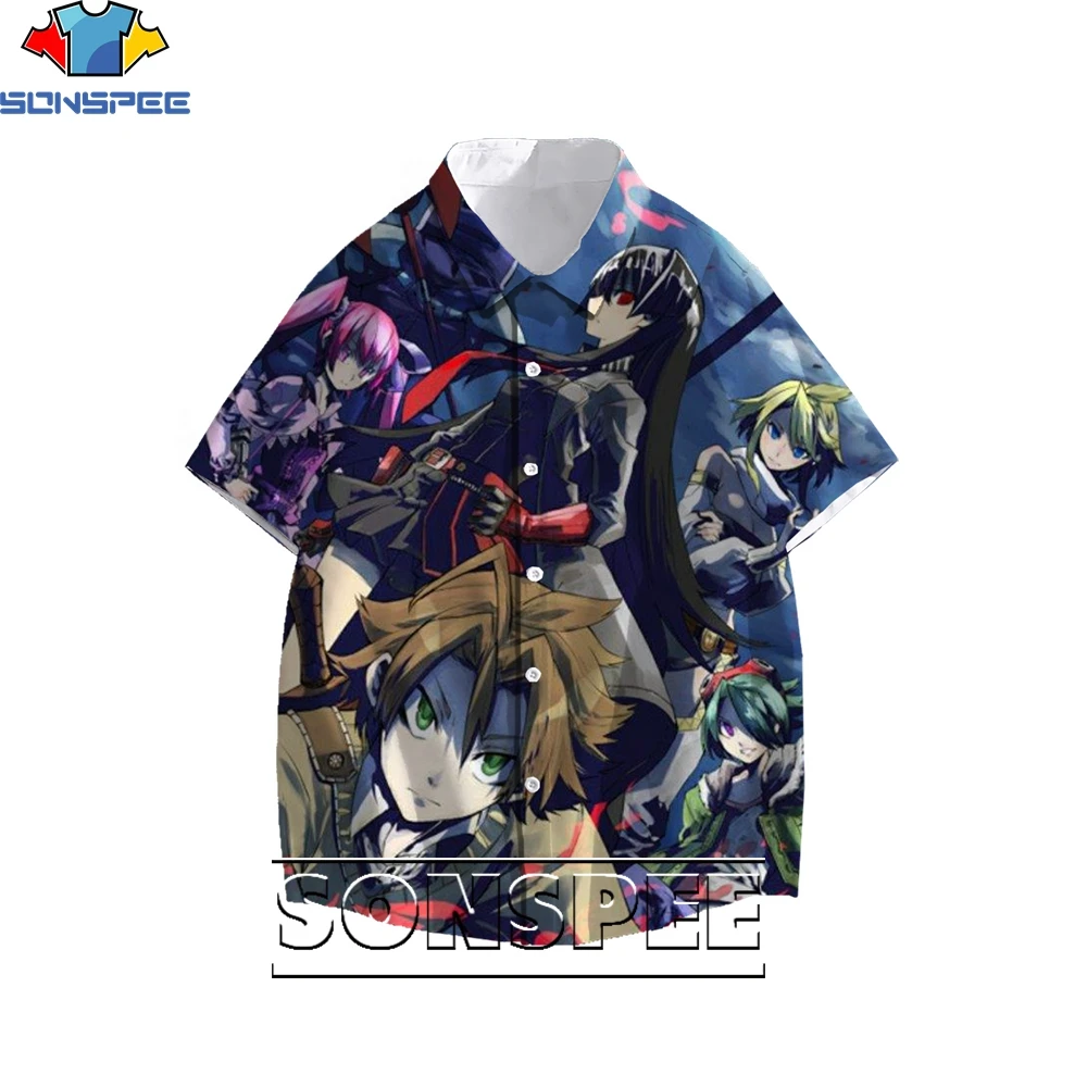 SONSPEE 3D Printing Akame Ga KILL Men's Hawaiian Shirt and Ladies Fun Blouse Loose Casual Trend Personality Harajuku Style